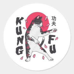 Sticker Rond Kung Fu Cat