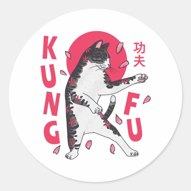 Sticker Rond Kung Fu Cat (Devant)