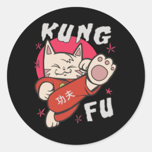 Sticker Rond Kung Fu Cat
