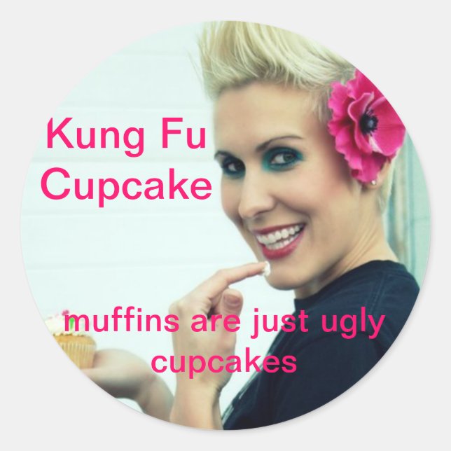 Sticker Rond Kung Fu Cupcake (Devant)