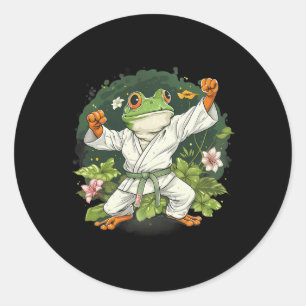Sticker Rond Kung Fu Grenouille Arts Martiaux Floral Taekwondo