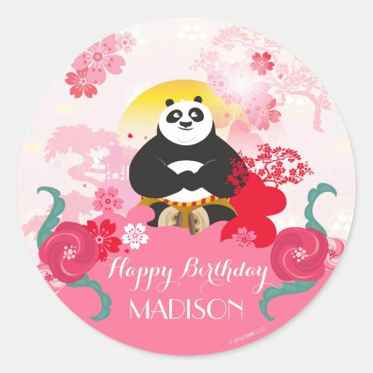 Sticker Rond Kung Fu Panda Anniversaire Rose Zazzle Fr