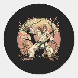 Sticker Rond Kung Fu singe arbre Sakura Taekwondo Judo arts mar