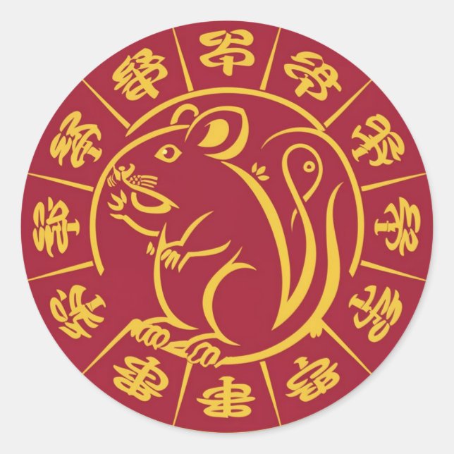 STICKER ROND KUNG HEI FAT CHOI – LE RAT (Devant)