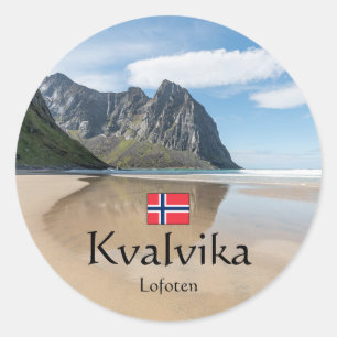 Sticker Rond Kvalvika Lofoten Norvège