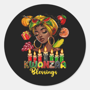 Sticker Rond Kwanzaa Bénédiction afro-américaine fête Noir