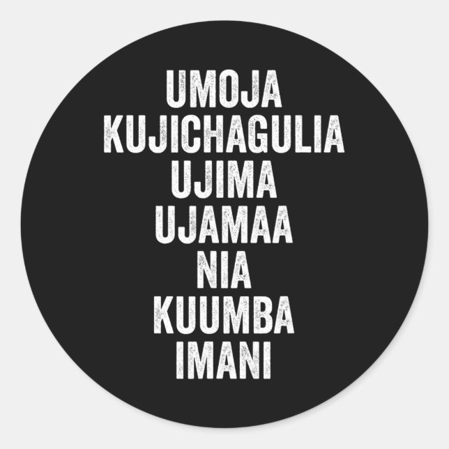 Sticker Rond Kwanzaa - Sept principes (Devant)