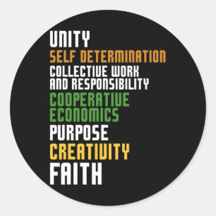 Sticker Rond Kwanzaa Sept Principes Unité Autodétermination