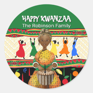 Sticker Rond Kwanzaa Vacances afro-américaines
