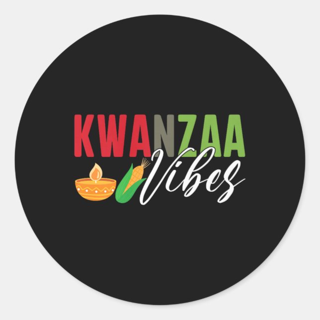Sticker Rond Kwanzaa Vibes African American Harvest Festival (Devant)