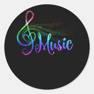 Sticker Rond ky Colorful Music Treble Clef note musicale