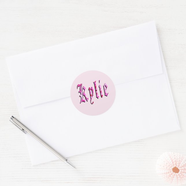 Sticker Rond "Kylie" Floral Rose Kylie Nom, (Enveloppe)