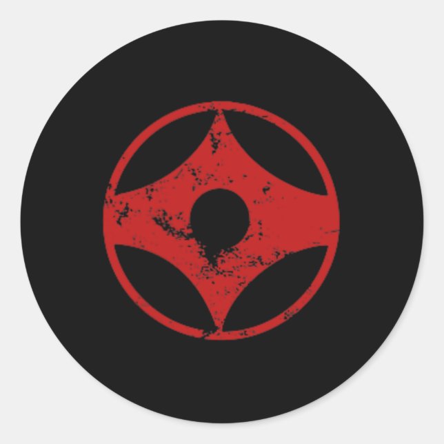 Sticker Rond Kyokushin Karaté Gi Imprimé Ck Distressed Karaté  (Devant)
