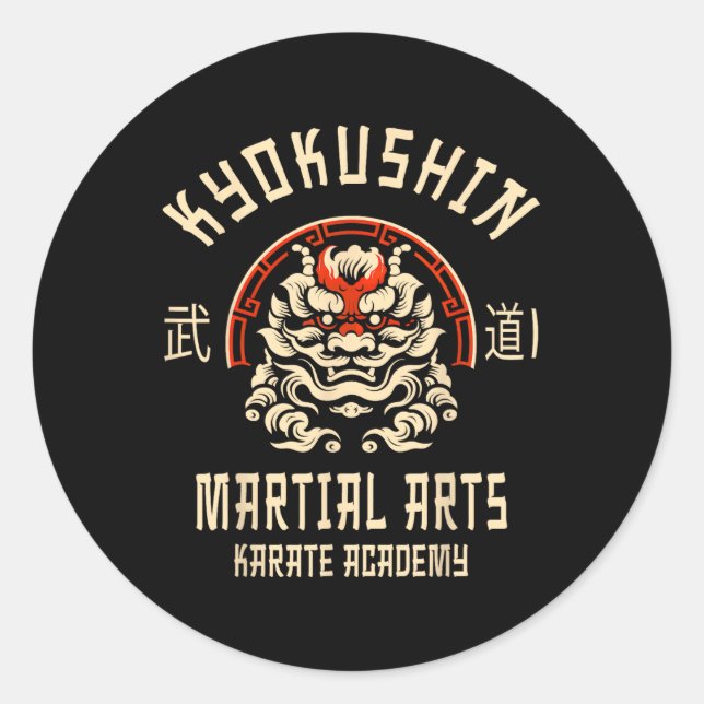 Sticker Rond Kyokushin Karate Japanese Martial Arts  (Devant)