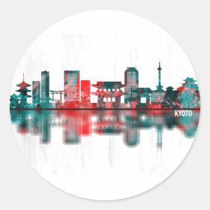 Sticker Rond Kyoto Japon Skyline
