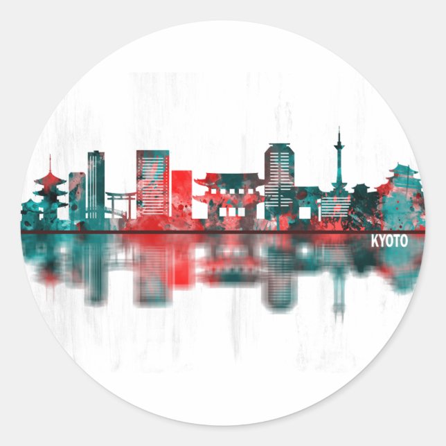 Sticker Rond Kyoto Japon Skyline (Devant)