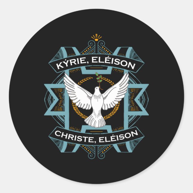 Sticker Rond Kyrie Eleison Christe Messe latine traditionnelle  (Devant)