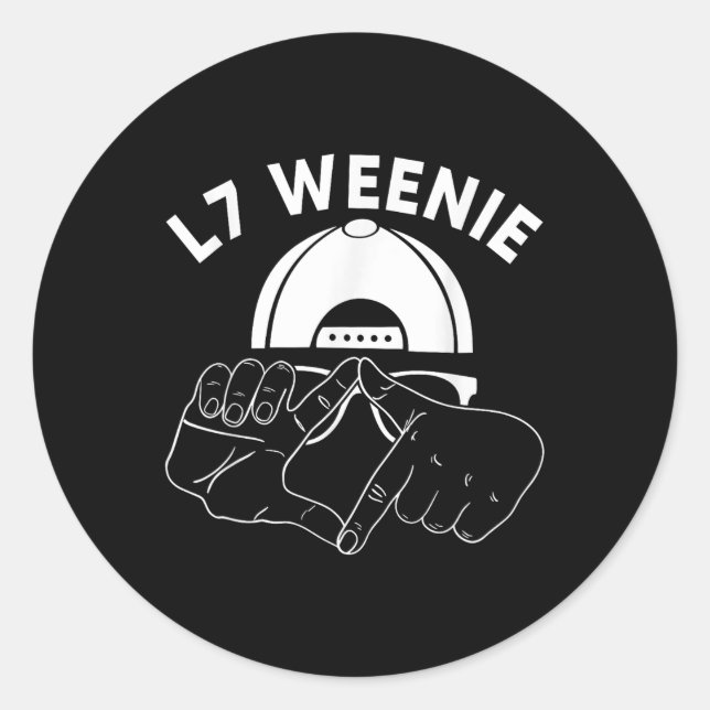 Sticker Rond L7 Weenie Loser Mains Funny 90s Baseball Softball (Devant)