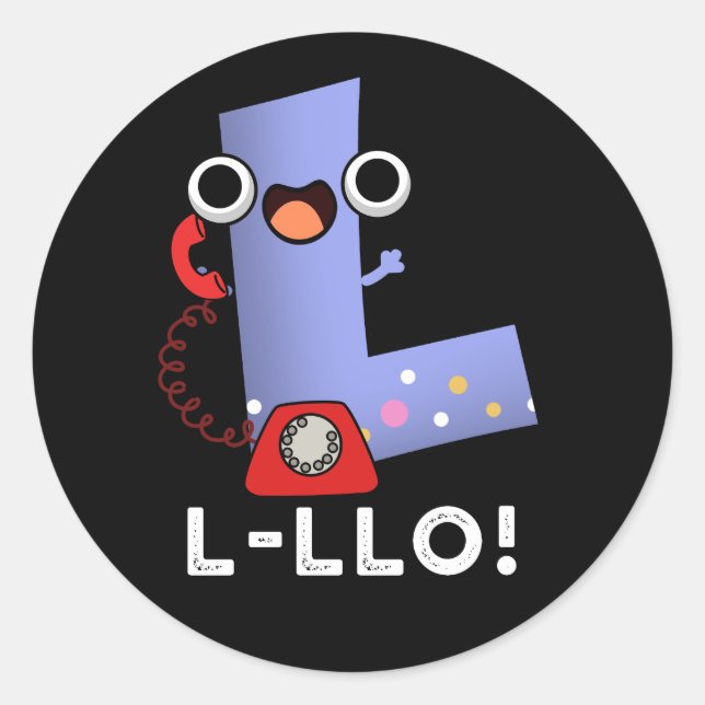 Sticker Rond L-llo Funny Lettre L Pun Dark BG (Devant)