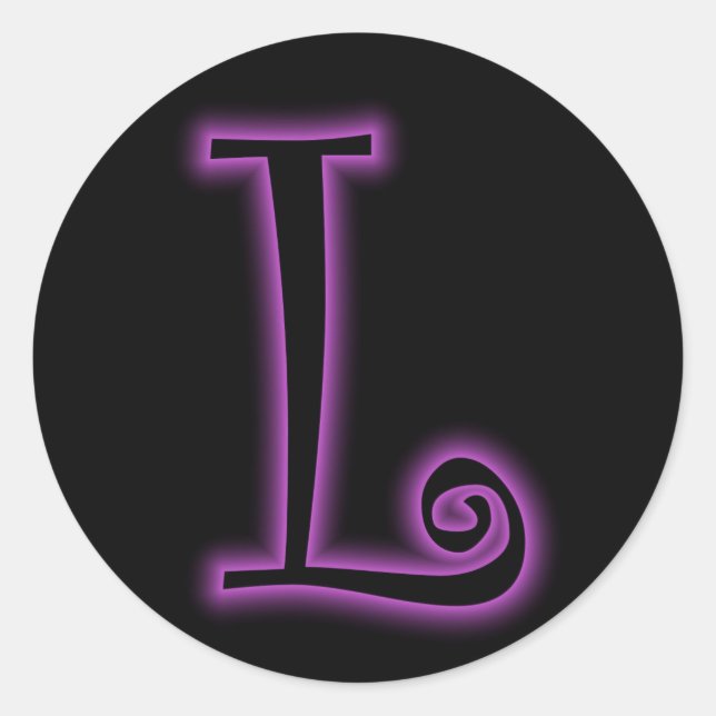 Sticker Rond L Monogramme Neon pourpre (Devant)