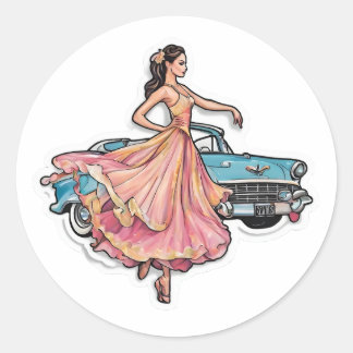 Sticker Rond la bailarina y su coche