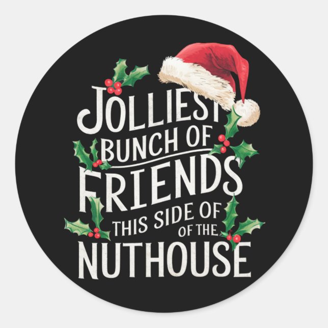 Sticker Rond La bande de copains la plus joyeuse Noël Correspon (Devant)