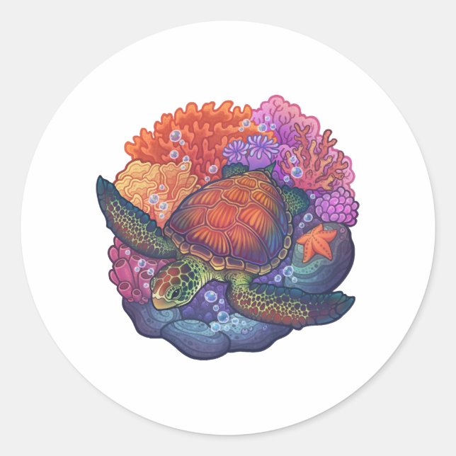 Sticker Rond La barrière de corail (Devant)