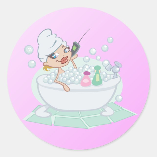 Sticker Rond La beauté dans le bain (Devant)