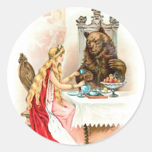 Sticker Rond La beauté et l'autocollant de la bête