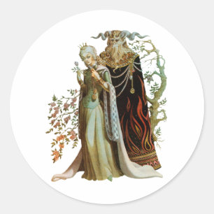 Sticker Rond La beauté et l'autocollant de la bête