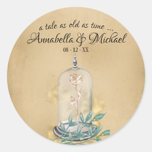 Sticker Rond La beauté et le Rose de la Beast Fairytale (Devant)