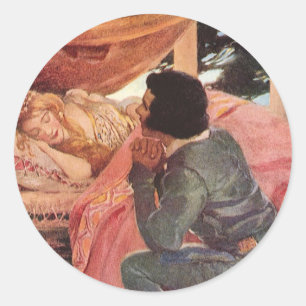 Sticker Rond La Belle au Bois Dormant vintage par Jessie Willco