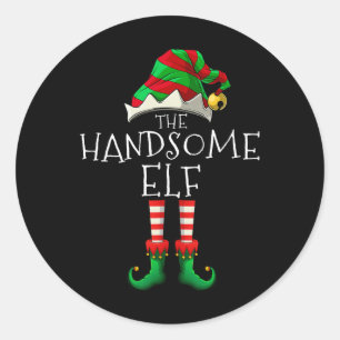 Sticker Rond La belle famille de Noël des elfes qui correspond