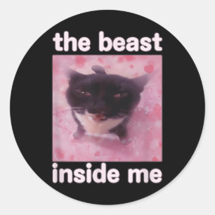 Sticker Rond La Bête Dans Moi Drôle Mat Mème Don Pour Les Homme