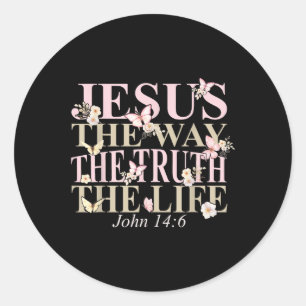 Sticker Rond La Bible chrétienne Verse Foi Dieu Jésus Le Chemin