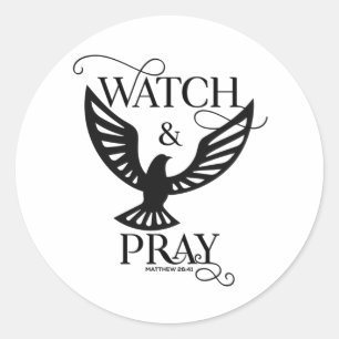 Sticker Rond La Bible Chrétienne Verse Regarder Et Prier