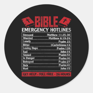 Sticker Rond La Bible numéros d'urgence Funny Dieu chrétien Jés
