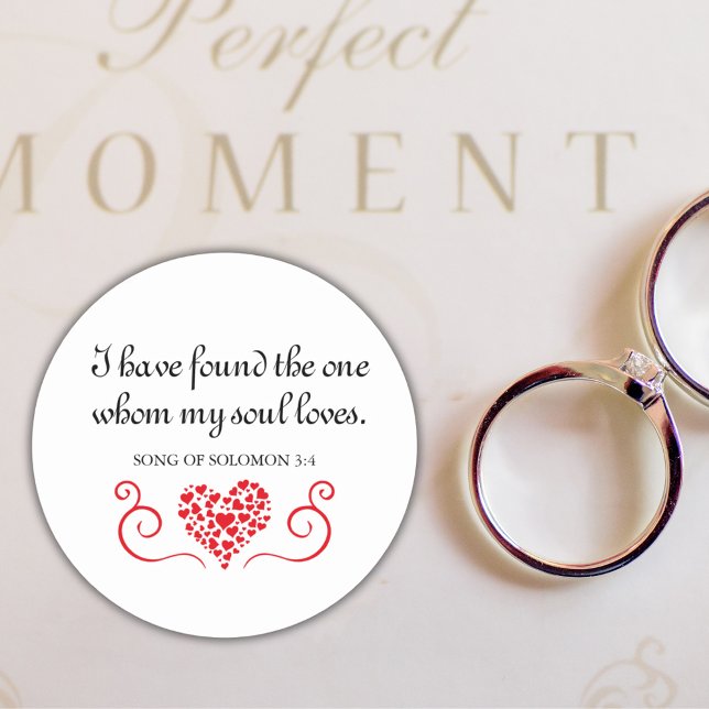 Sticker Rond La Bible ✝️ Trouvé Celui Que Mon Âme Aime (Bible Verse ✝️ Found The One My Soul Loves Classic Round Sticker)