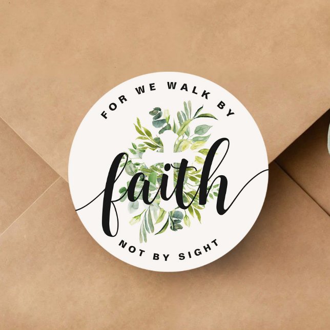 Sticker Rond La Bible Verse De La Croix Religieuse (Religious Cross Faith Bible Verse Classic Round Sticker)