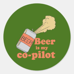 STICKER ROND LA BIÈRE EST MON COPILOTE