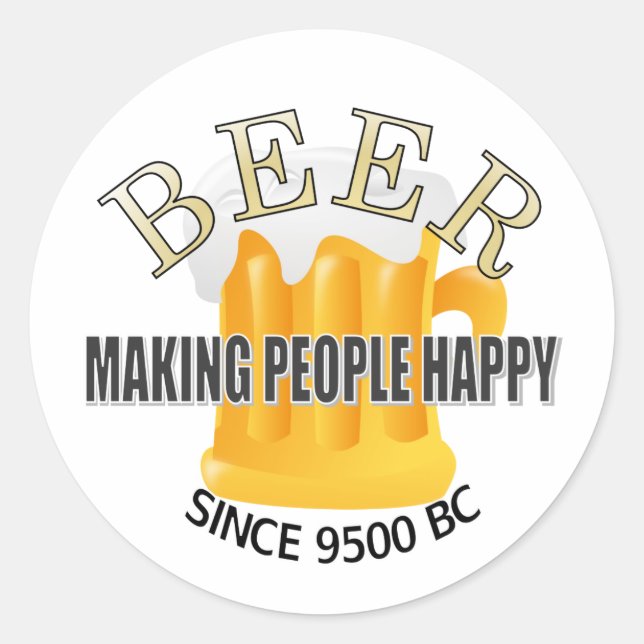 Sticker Rond La bière rend les gens heureux (Devant)