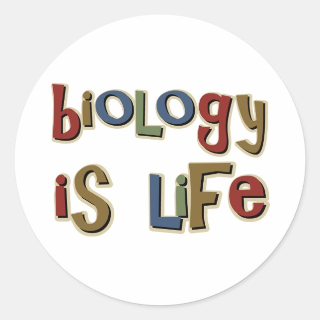 Sticker Rond La biologie est la vie amusante jeu de mots (Devant)