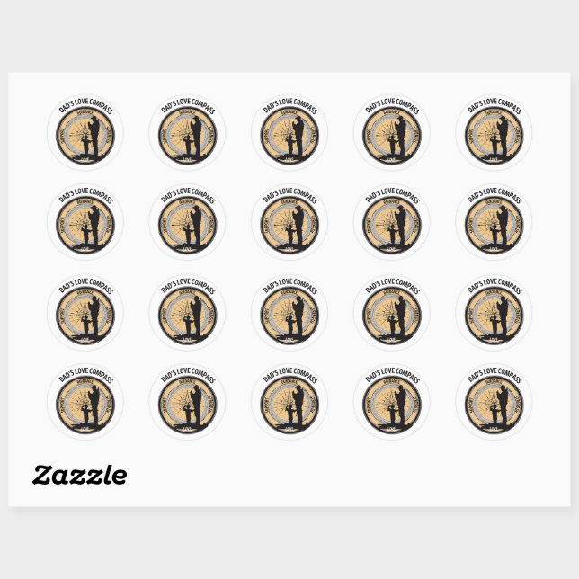 Sticker Rond La boussole d'amour de papa (Feuille)