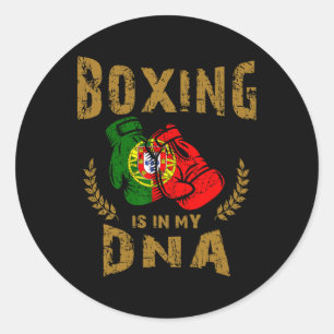Sticker Rond La boxe est dans mon D-n-a Portugal Drapeau Gants