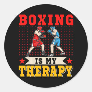 Sticker Rond La boxe est ma thérapie Boxing Player Coach