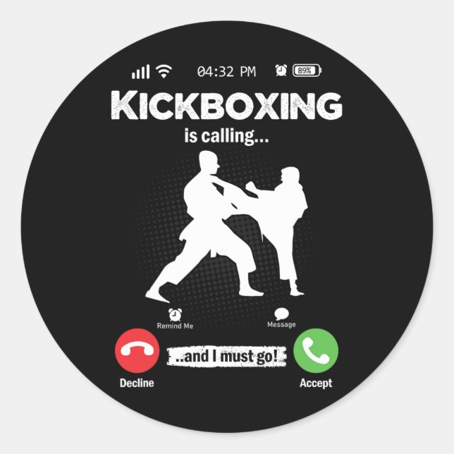 Sticker Rond La boxe thaïlandaise appelle les hommes d'arts mar (Devant)