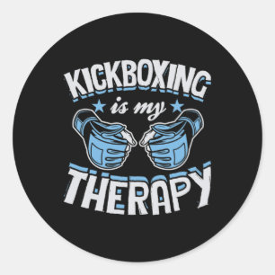 Sticker Rond La boxe thaïlandaise est ma thérapie drôle boxe ka