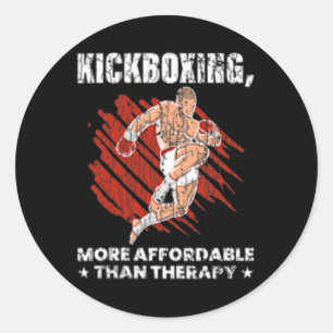 Sticker Rond La boxe thaïlandaise est une thérapie drôle Kick B