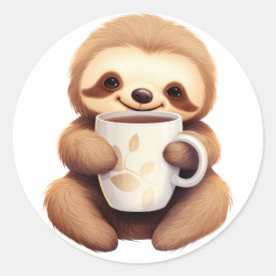 Sticker Rond La brasse matinale de Sloth