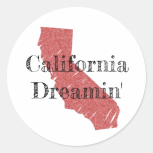 Sticker Rond La Californie Dreamin avec le croquis de la